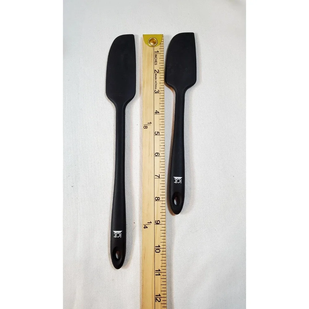 Set Of 2 - IDT‎ Silicone Spatulas Black Heat Resistant Baking Cooking Tools